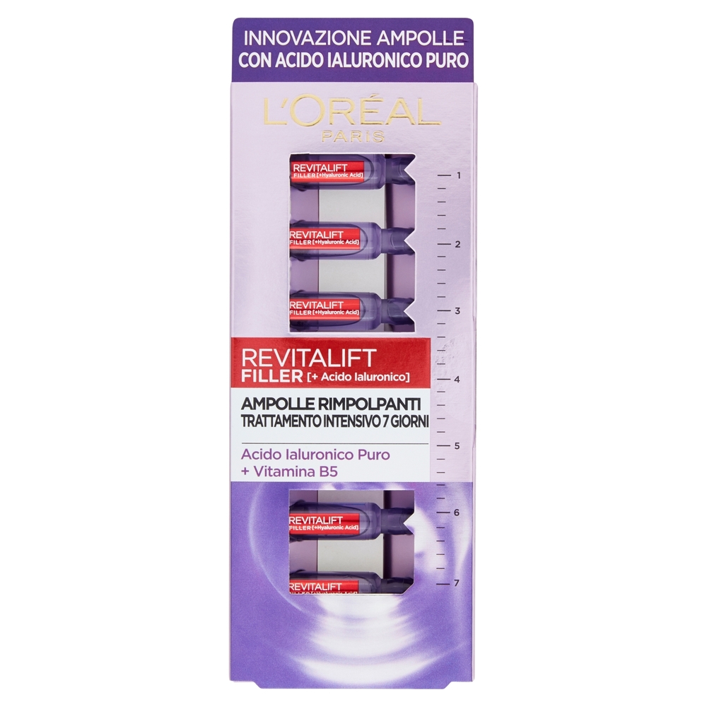 L'Oréal Paris Ampolle Rimpolpanti e idratanti Revitalift Filler, Acido Ialuronico Puro